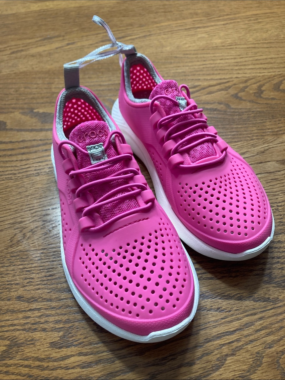 CROCS Kids Lite Ride Pacer Hot Pink Perforated Slip-On Sneakers